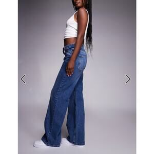 River Island Women's Denim High-Rise Relaxed Straight Leg Jeans Blue Size‎ 8R